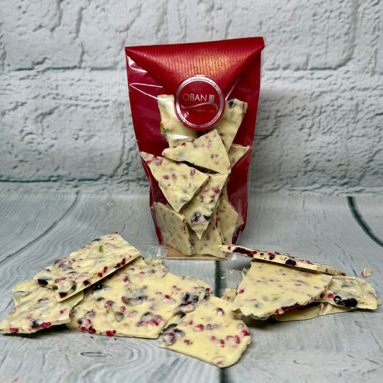 Cranberry, pistachio and raspberry bark